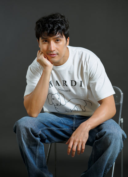 Mardi Mercredi Line Art Tee White