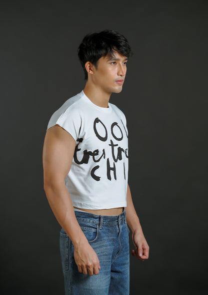 Très Chic Cropped Muscle Tee – White