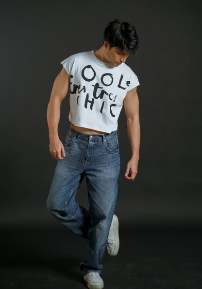 Très Chic Cropped Muscle Tee – White