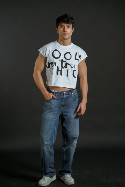 Très Chic Cropped Muscle Tee – White