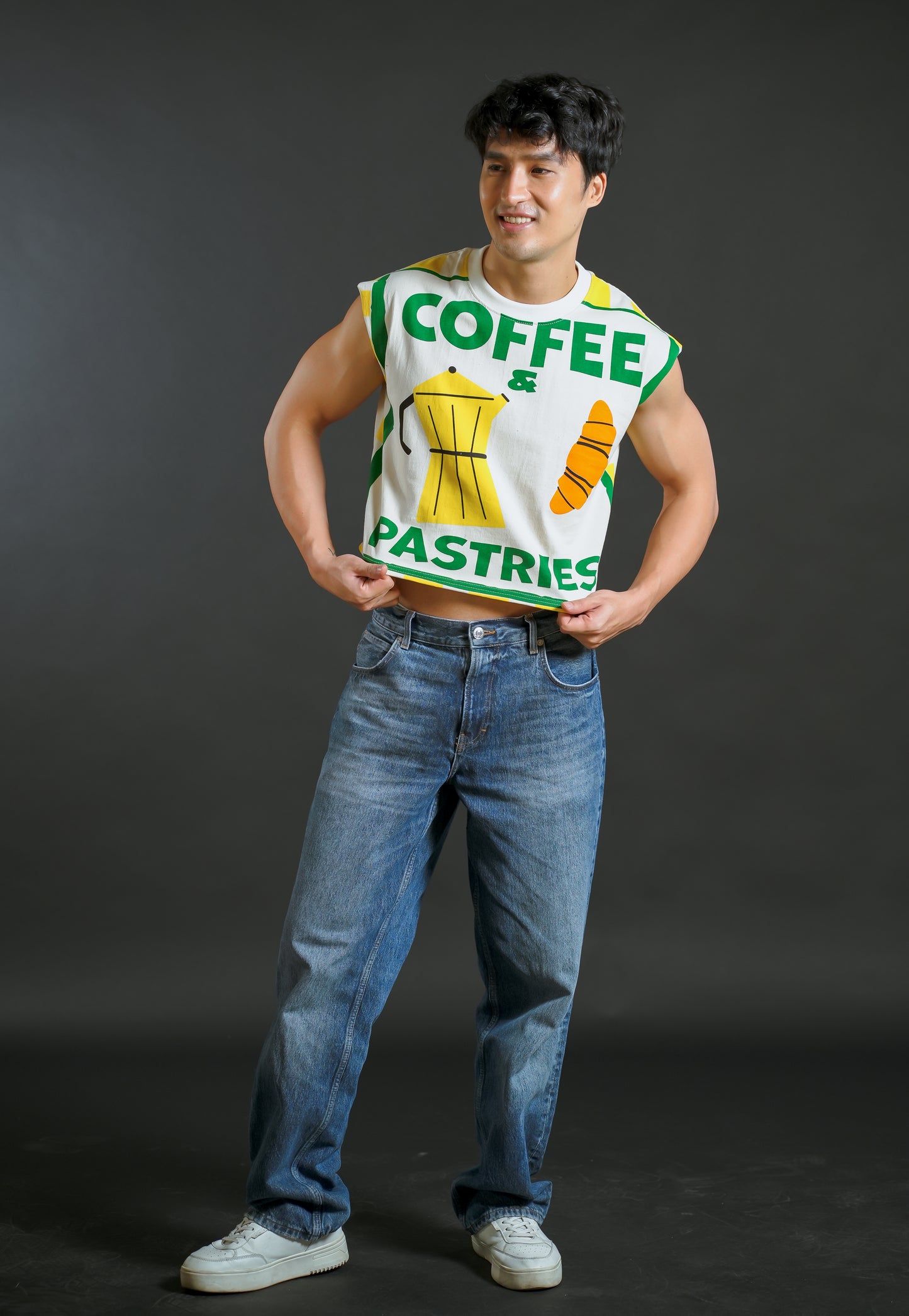 Coffee and Pastries Cropped Muscle Tee – Yellow Variant