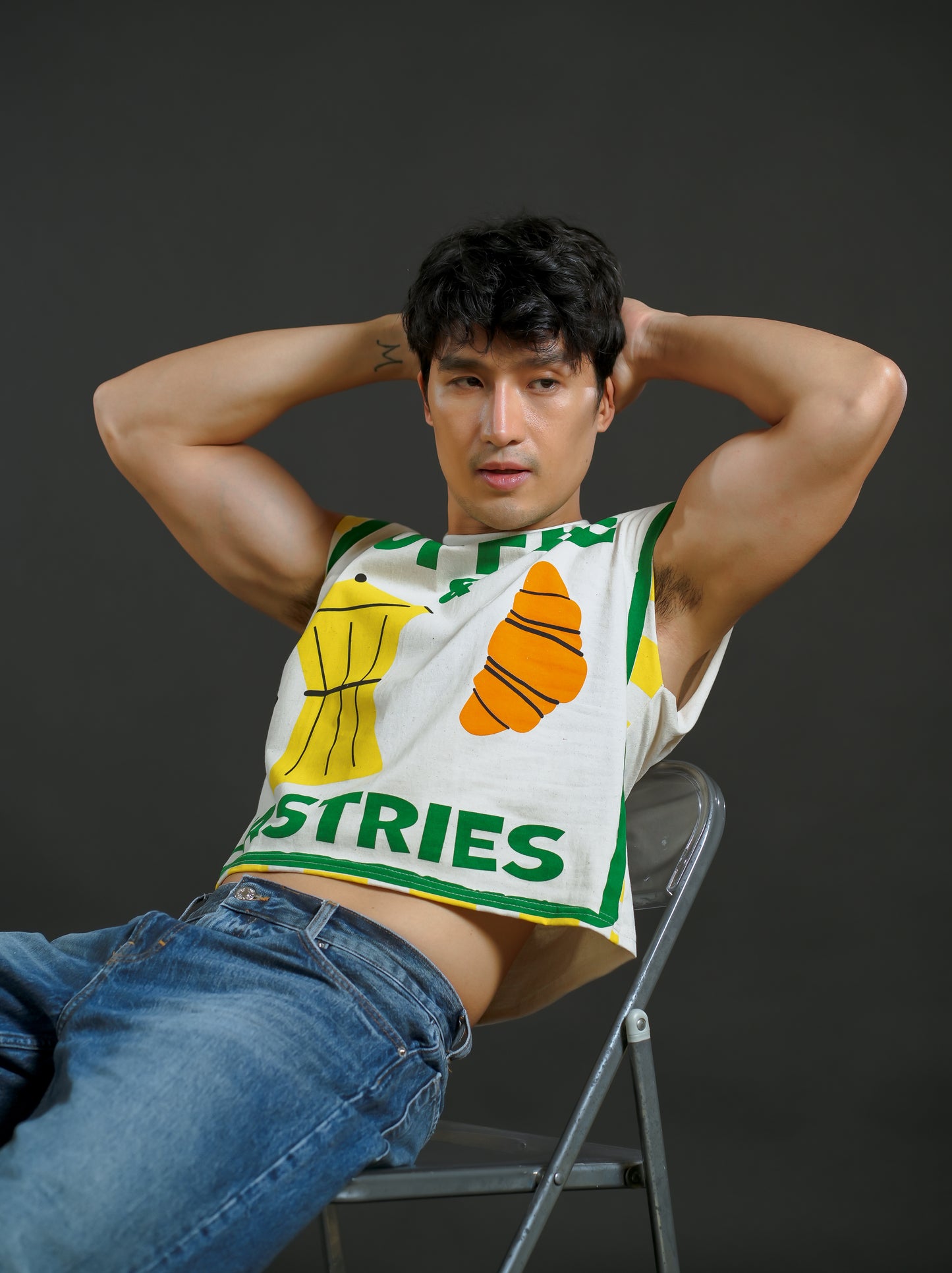 Coffee and Pastries Cropped Muscle Tee – Yellow Variant