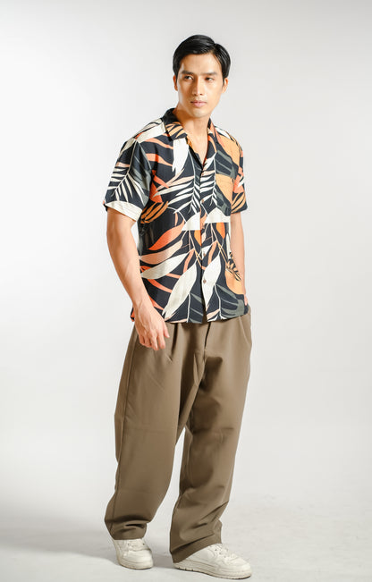 Tropical Palm Resort Shirt in Sunset - Slim