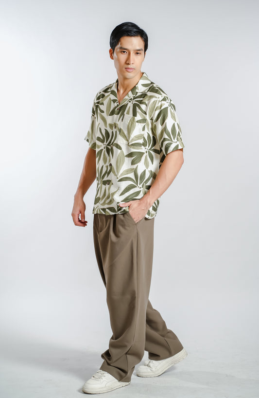 Botanical Resort Shirt in Olive