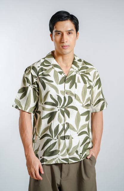 Botanical Resort Shirt in Olive