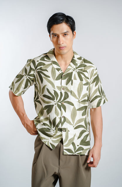Botanical Resort Shirt in Olive