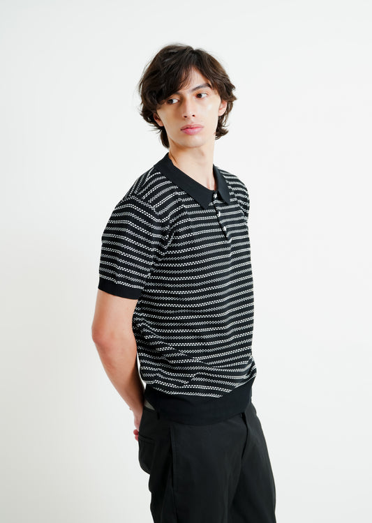 Black & White Micro Stripe Polo