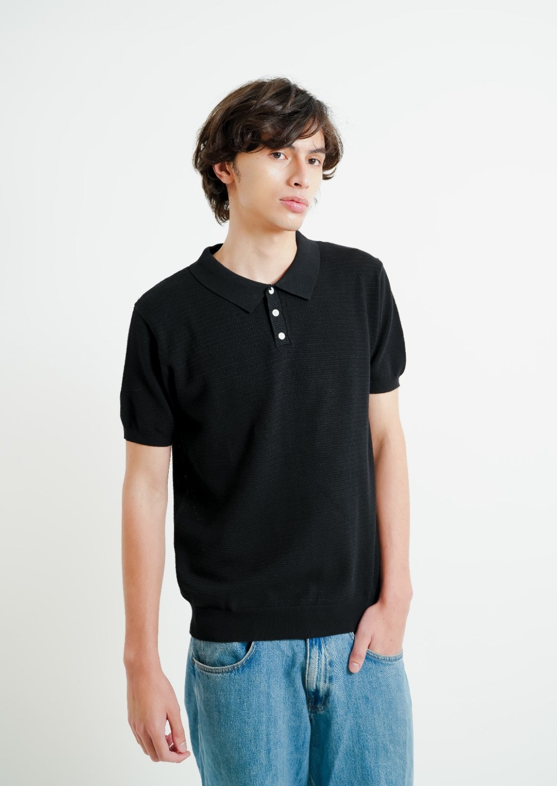 Black Classic Knit Polo