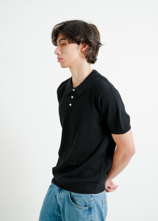 Black Classic Knit Polo