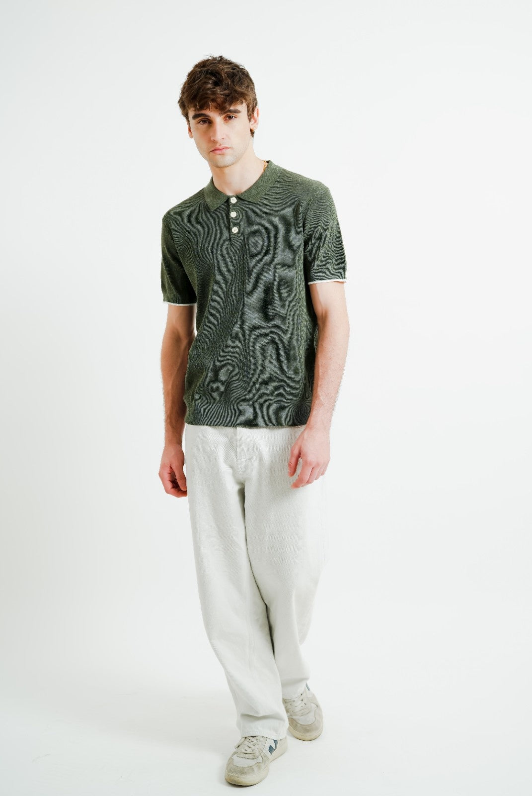 Olive Knit Button Polo