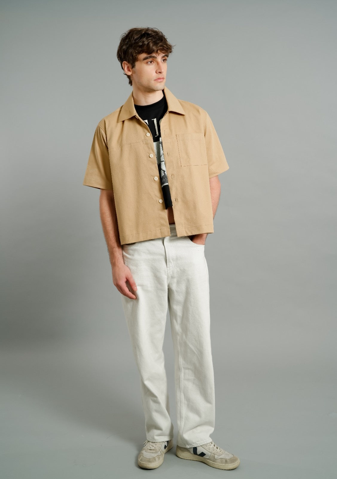 Beige Utility Camp Shirt