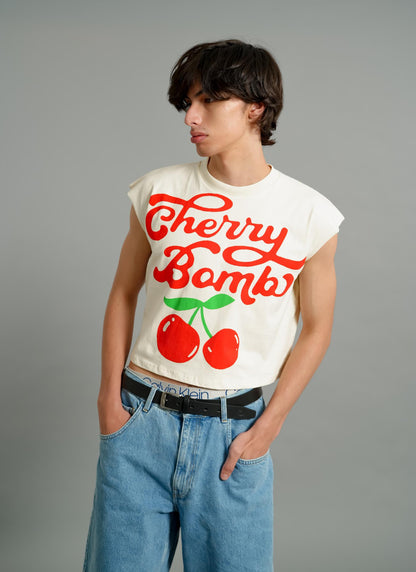 Cherry Bomb Cropped Muscle Tee