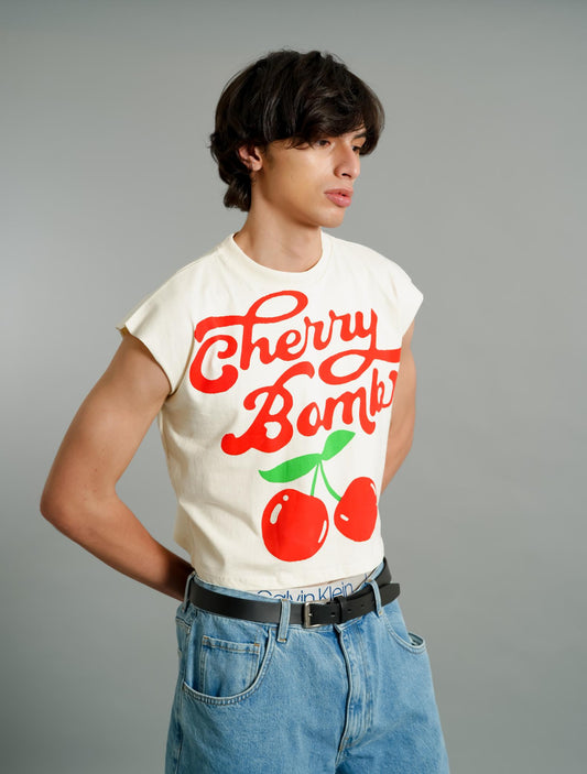 Cherry Bomb Cropped Muscle Tee