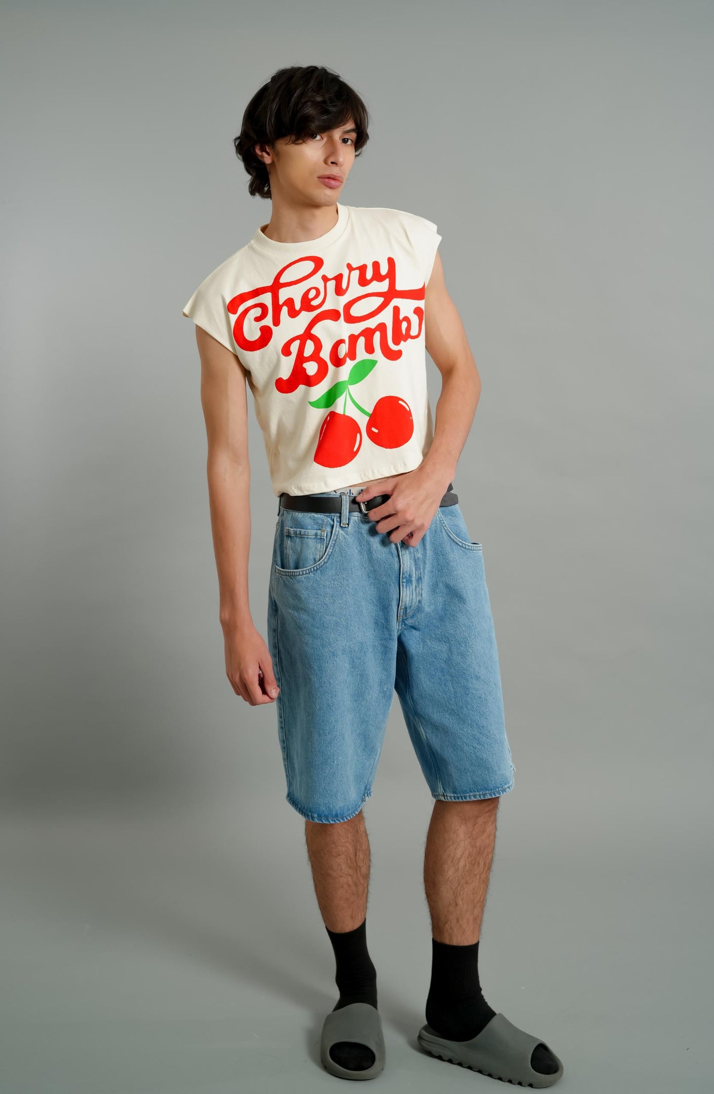 Cherry Bomb Cropped Muscle Tee