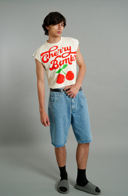 Cherry Bomb Cropped Muscle Tee