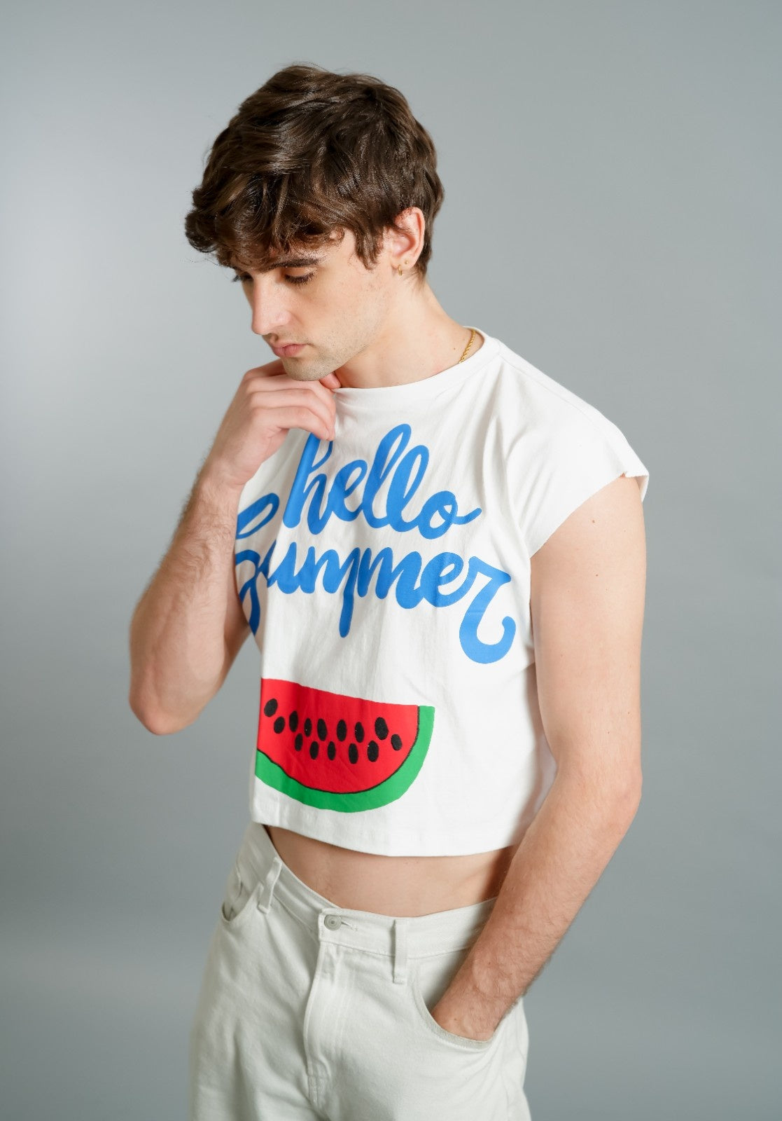 White Hello Summer Watermelon Graphic Tee