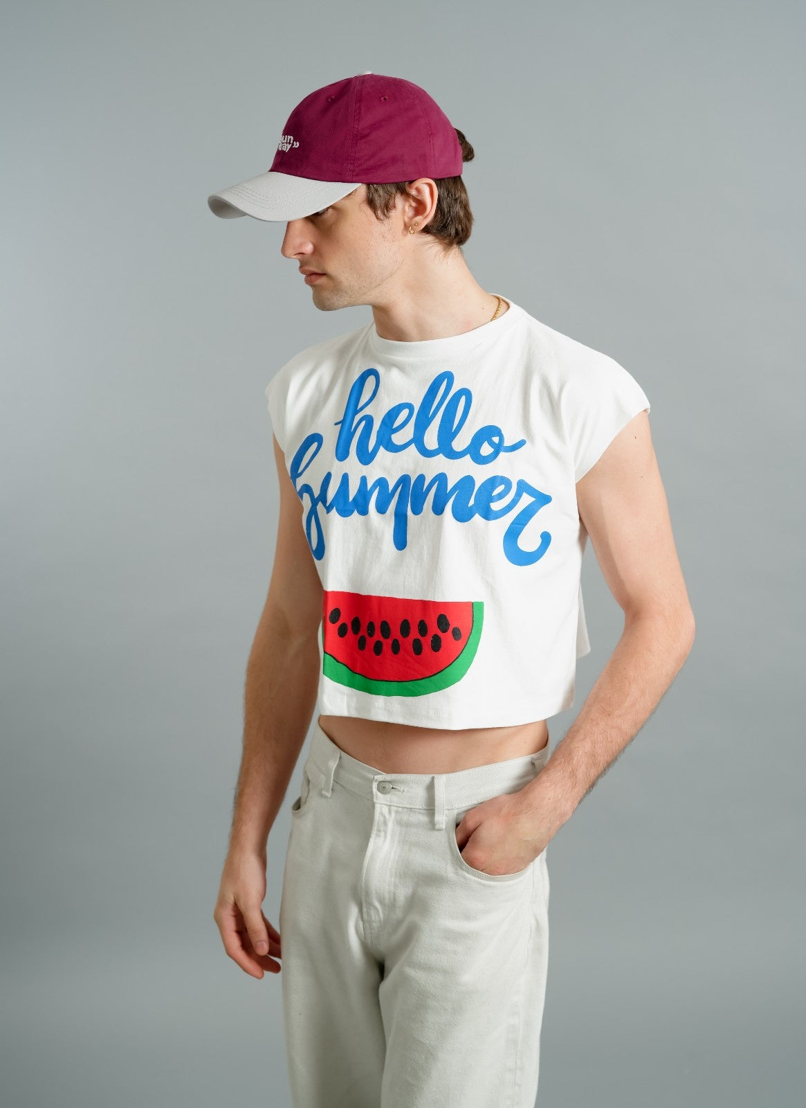 White Hello Summer Watermelon Graphic Tee