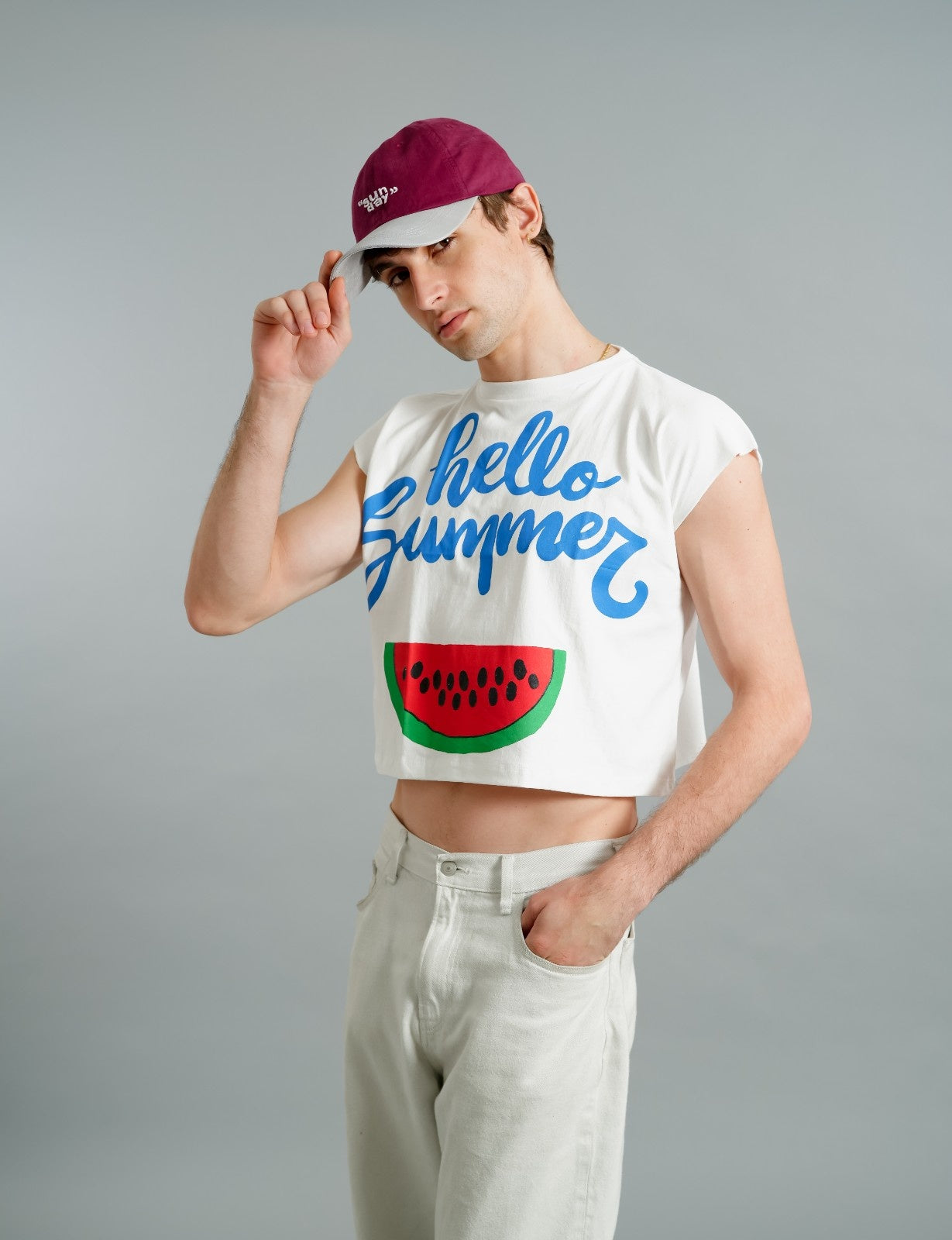 White Hello Summer Watermelon Graphic Tee