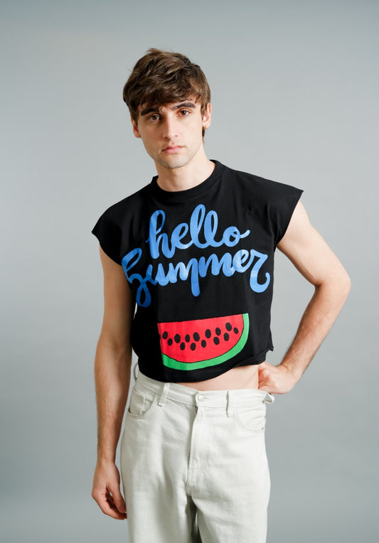 Black Hello Summer Watermelon Graphic Tee