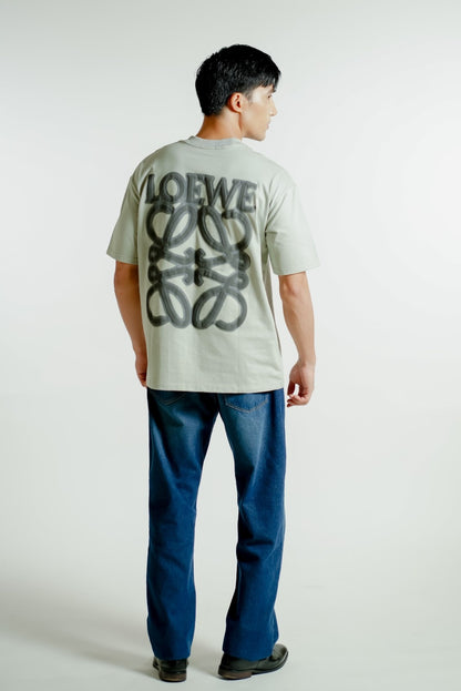 Light Gray Loewe-Inspired Logo Tee
