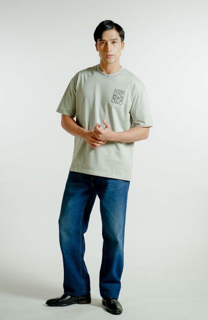Light Gray Loewe-Inspired Logo Tee