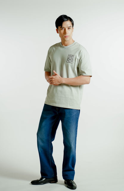 Light Gray Loewe-Inspired Logo Tee