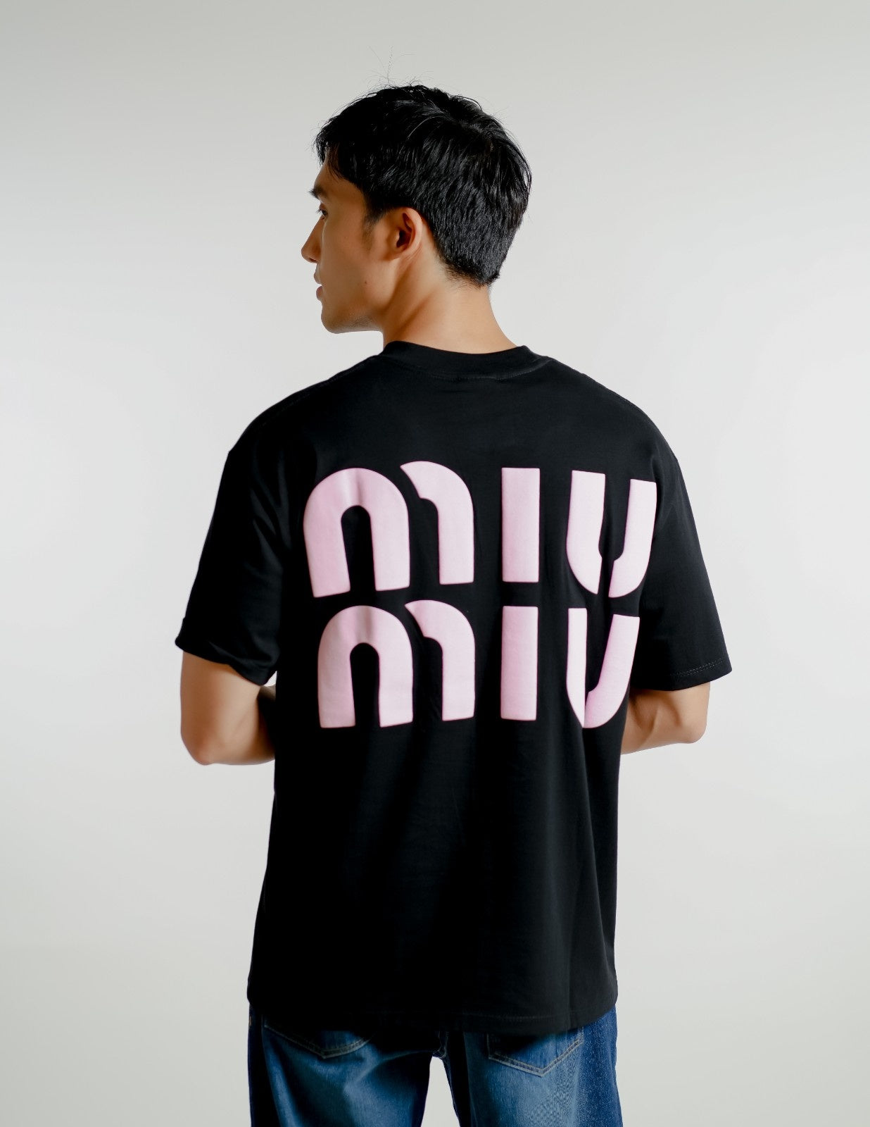 Black Miu Miu-Inspired Heart Logo Tee