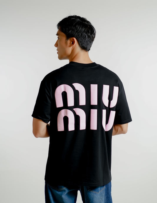 Black Miu Miu-Inspired Heart Logo Tee