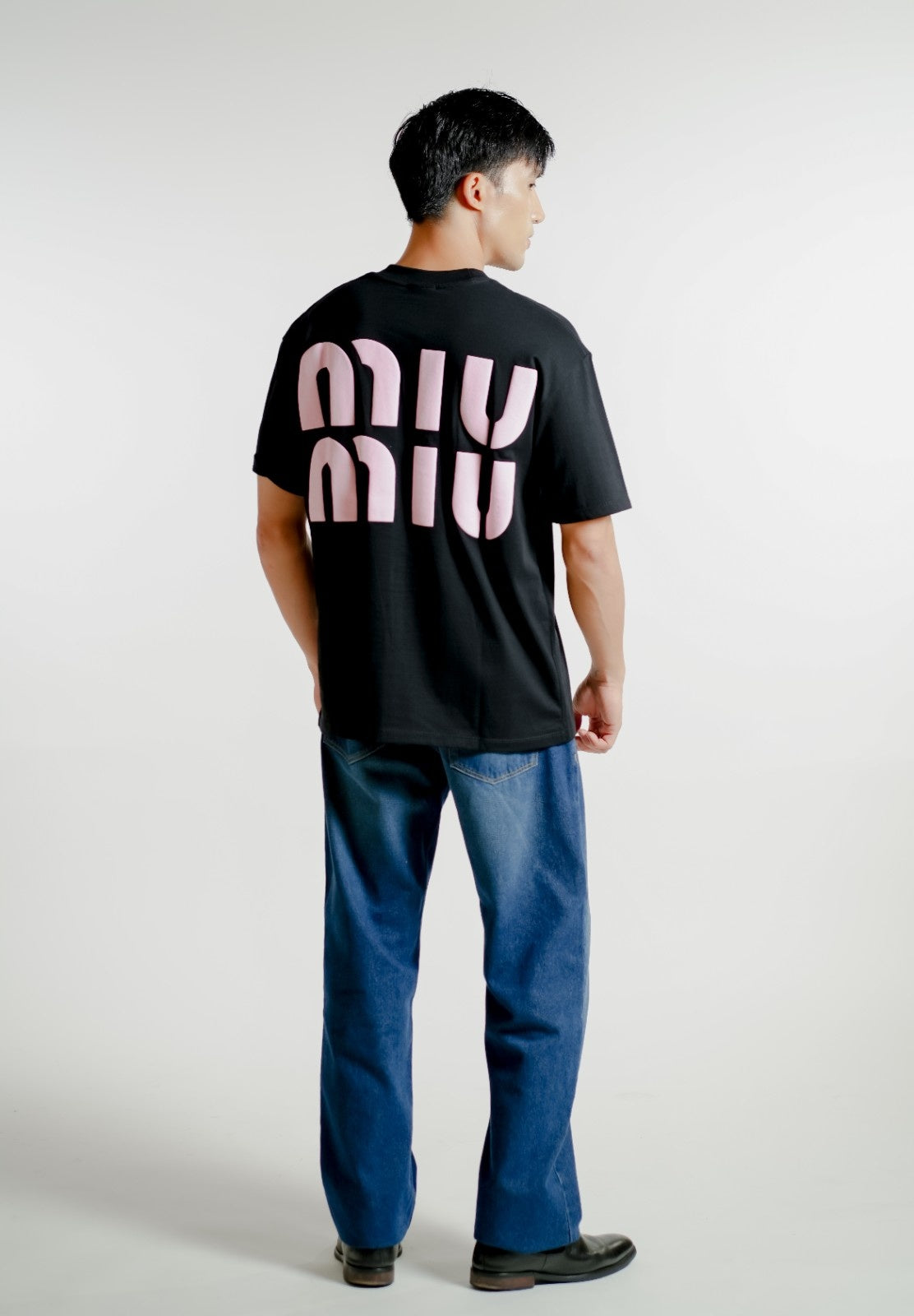 Black Miu Miu-Inspired Heart Logo Tee