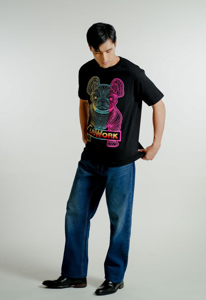 Black Lifework-Inspired Neon Bulldog Tee