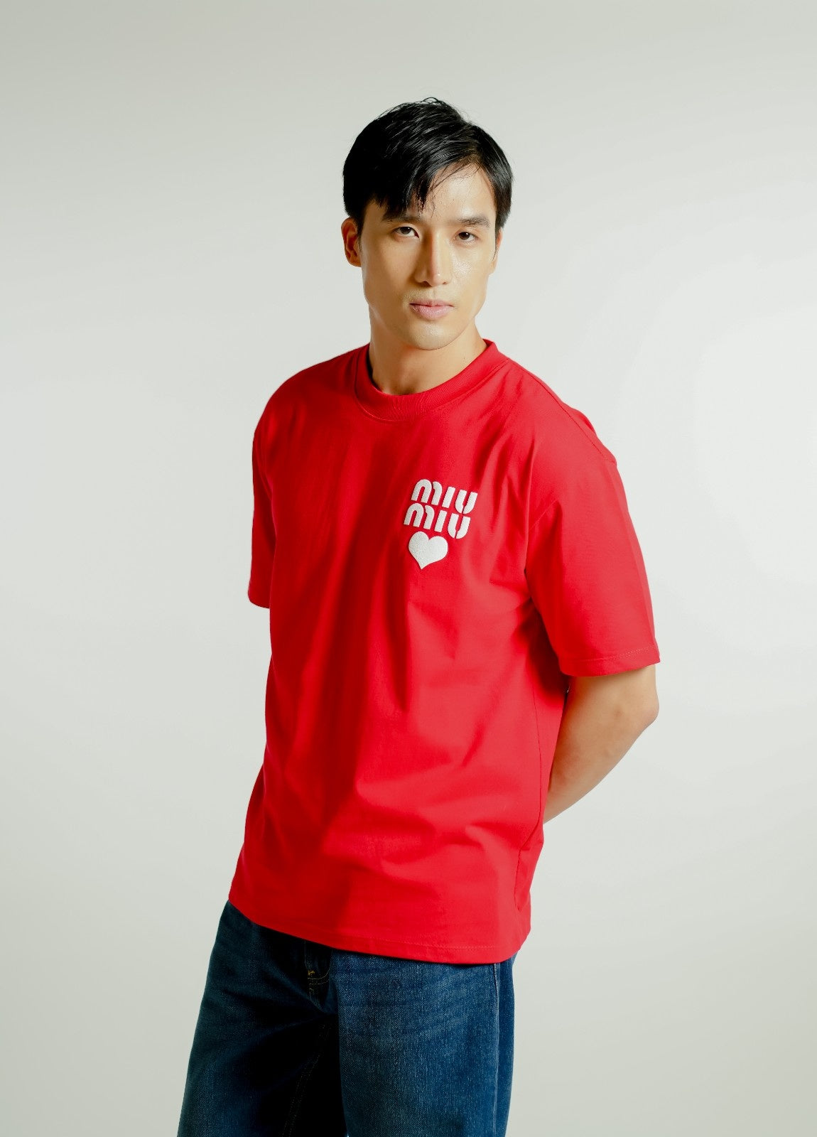 Red Miu Miu-Inspired Heart Logo Tee