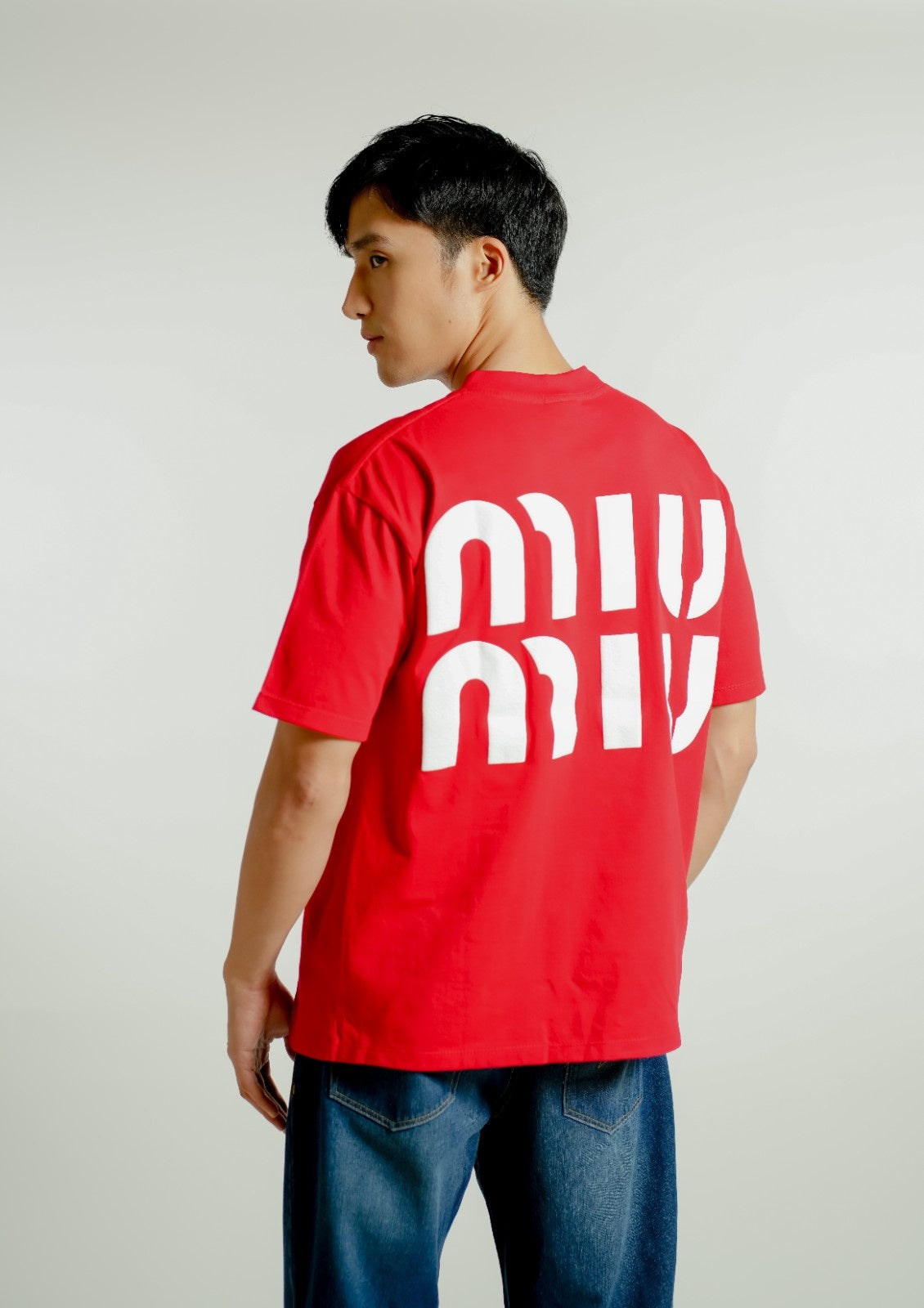 Red Miu Miu-Inspired Heart Logo Tee