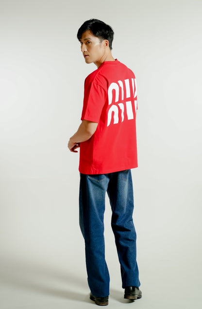 Red Miu Miu-Inspired Heart Logo Tee