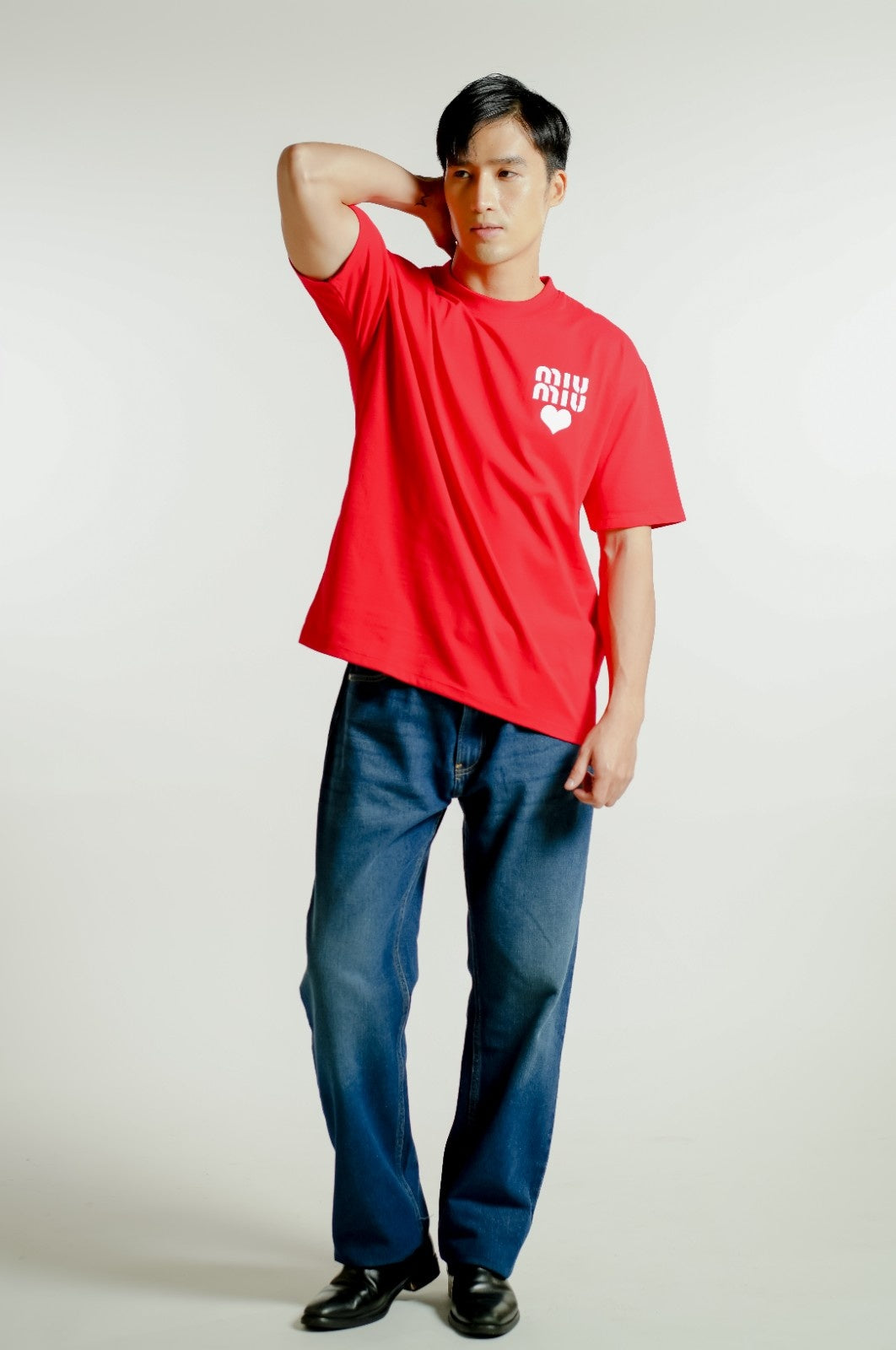 Red Miu Miu-Inspired Heart Logo Tee