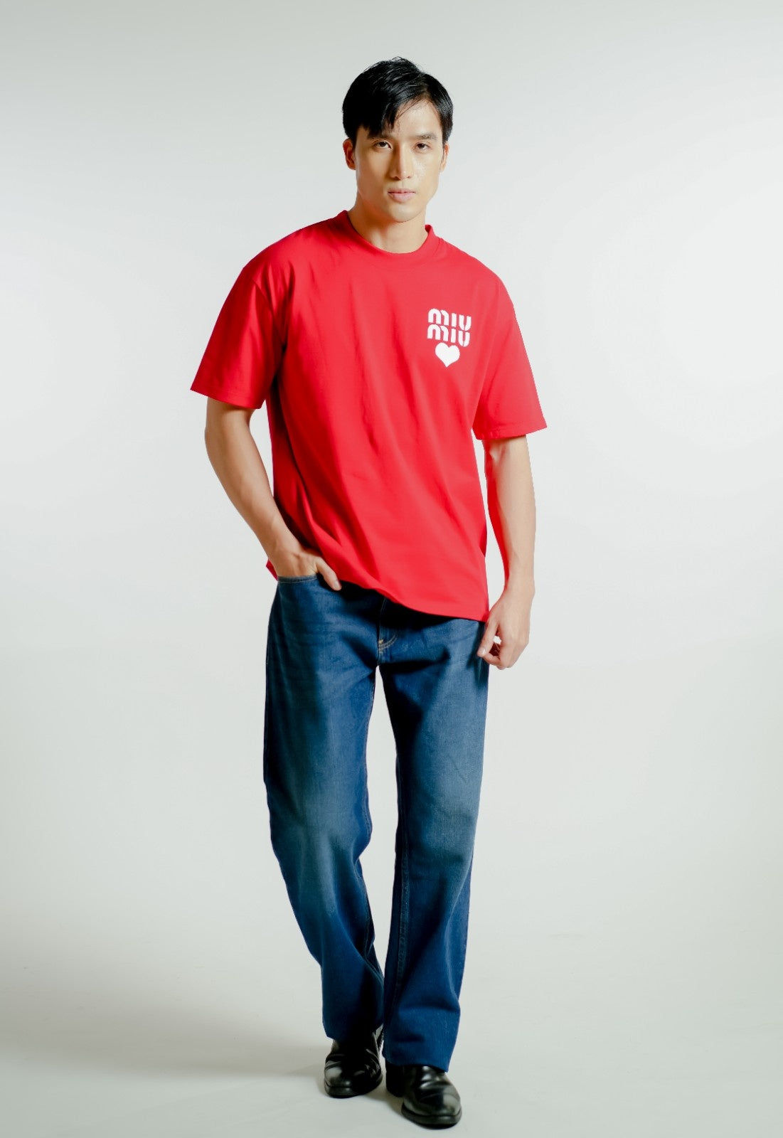 Red Miu Miu-Inspired Heart Logo Tee