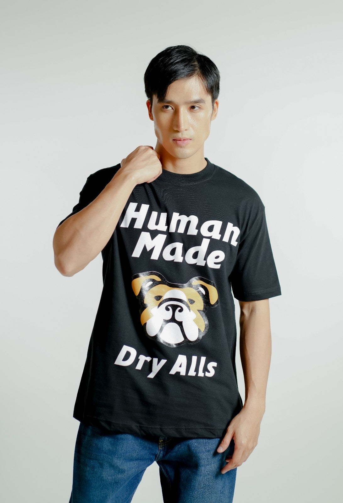 Black Human Made-Inspired Bulldog Tee