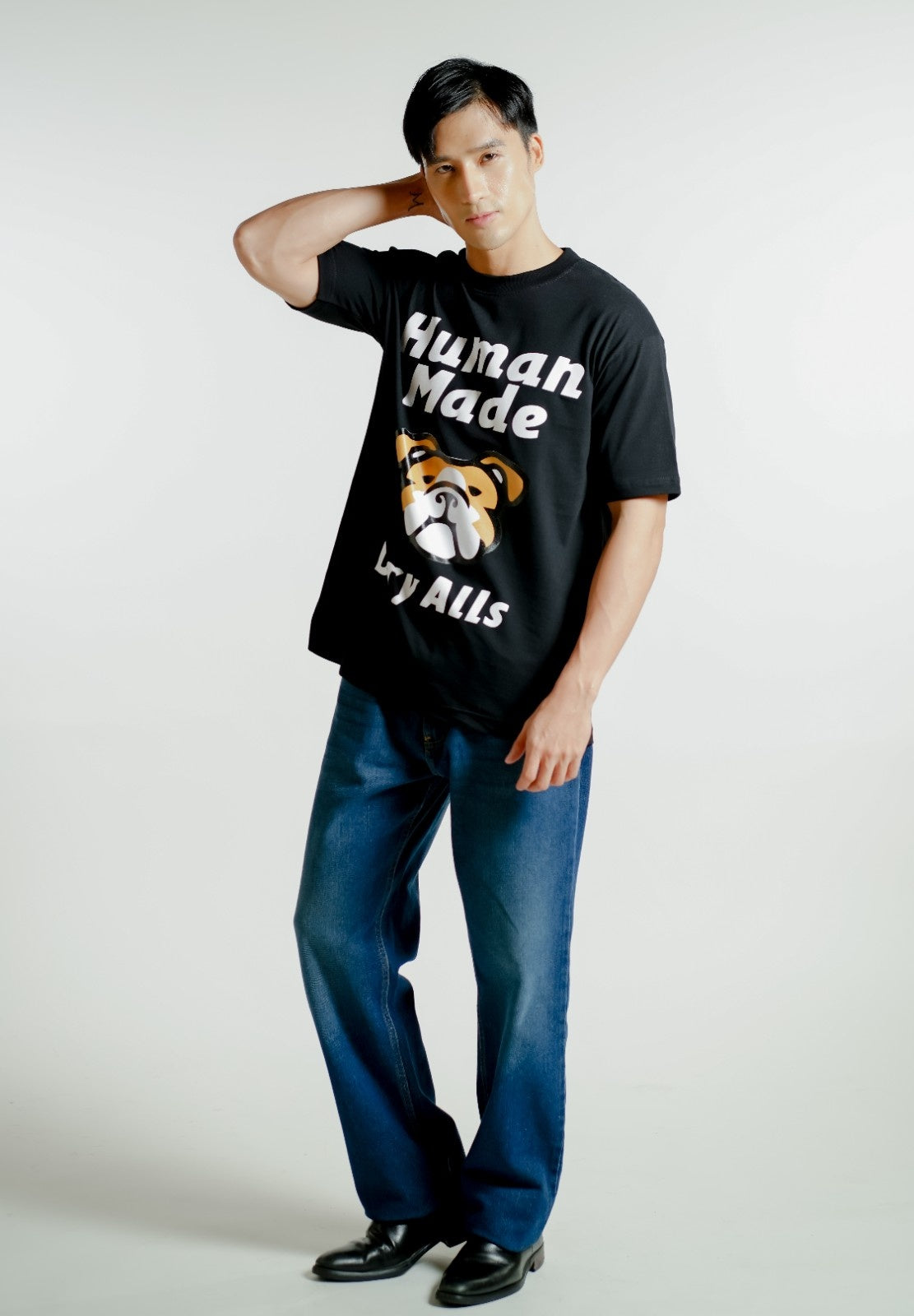 Black Human Made-Inspired Bulldog Tee