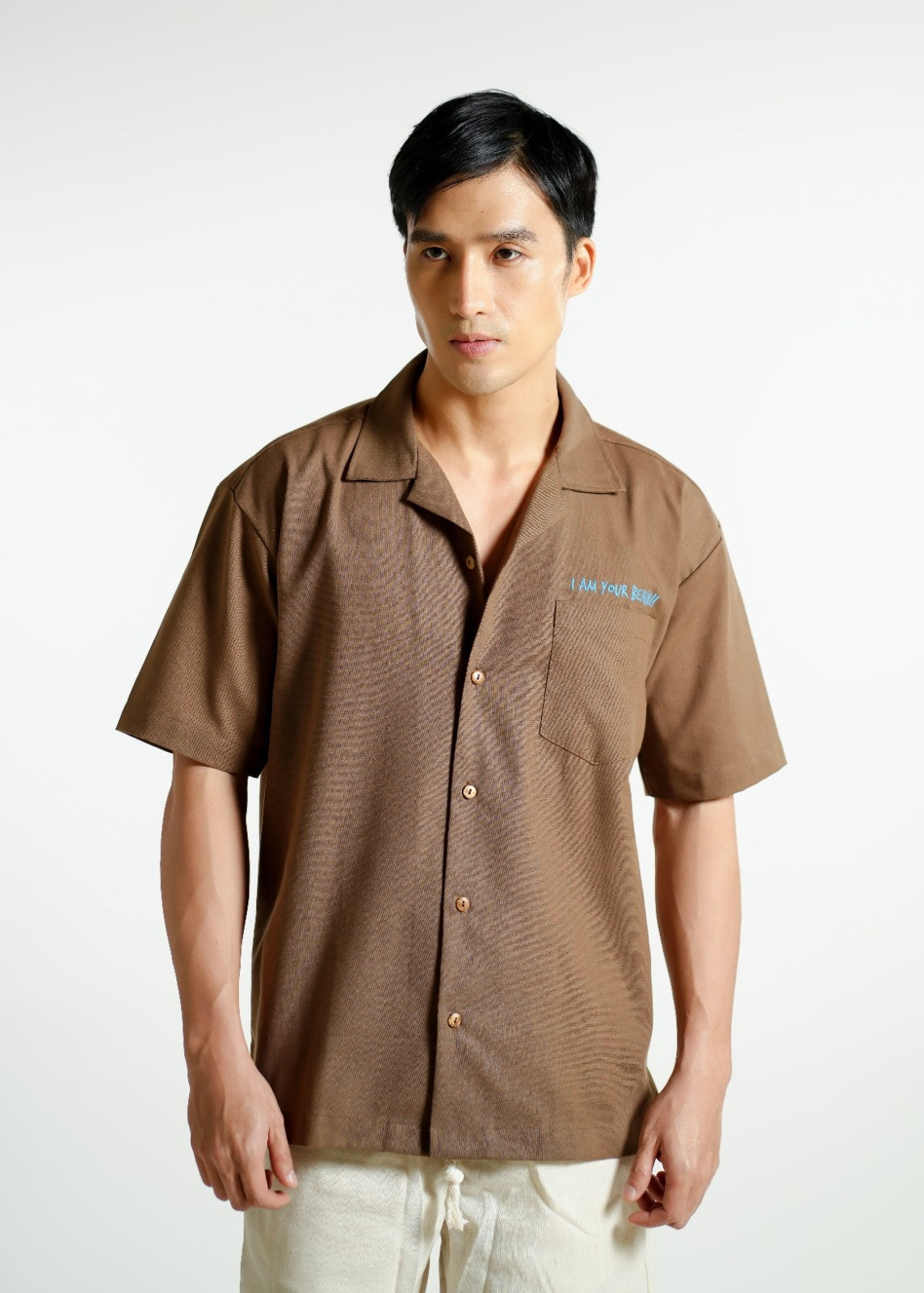 Brown On The Beach Open-Collar Polo