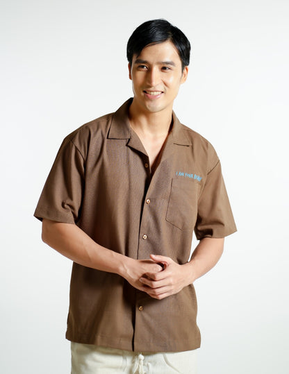 Brown On The Beach Open-Collar Polo