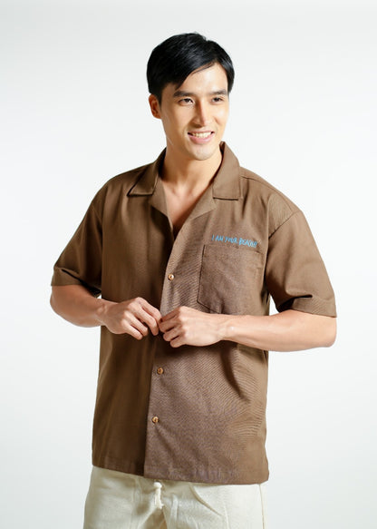 Brown On The Beach Open-Collar Polo