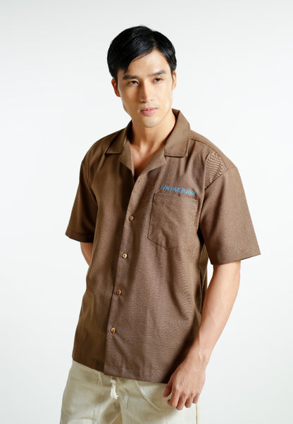 Brown On The Beach Open-Collar Polo
