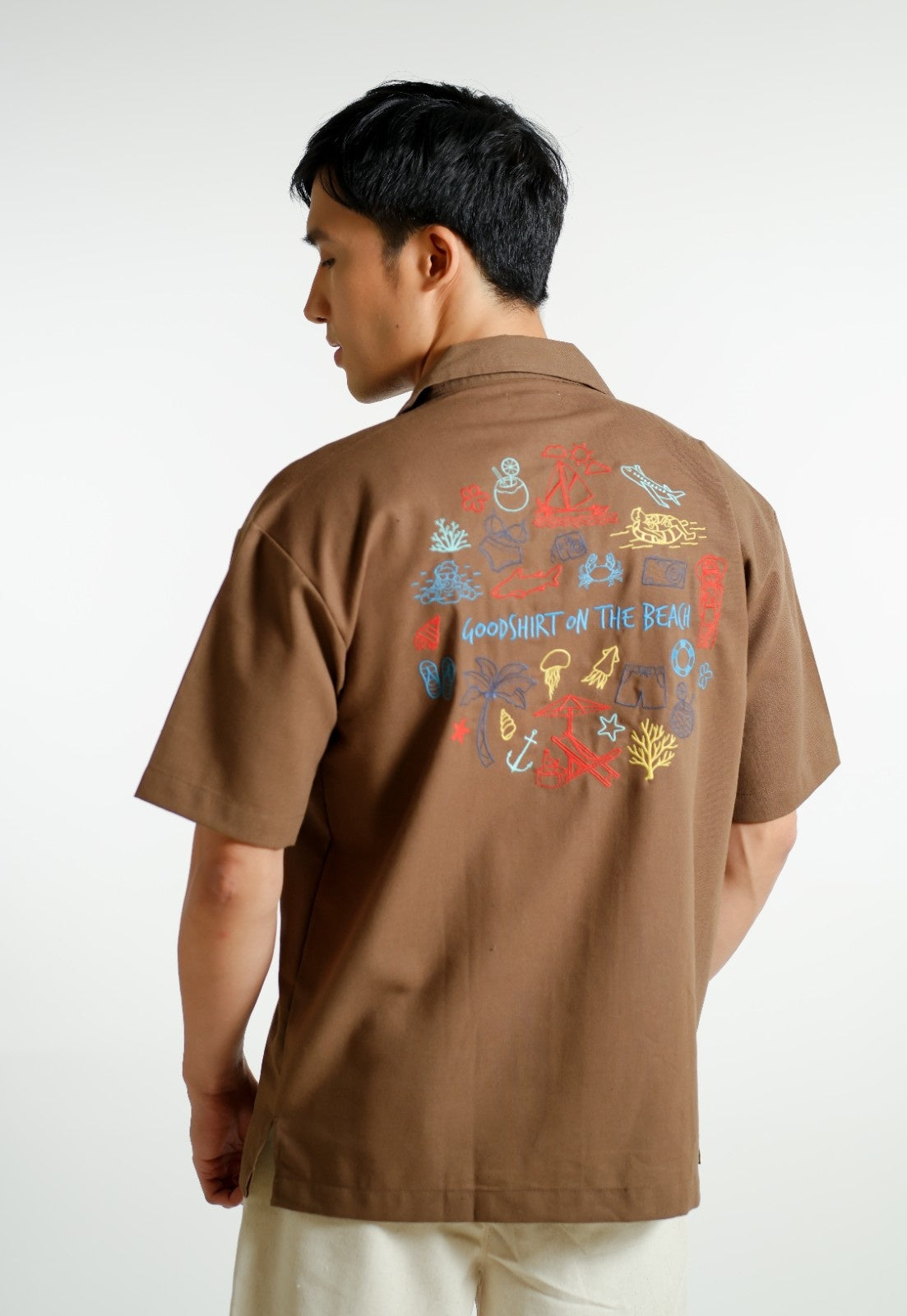 Brown On The Beach Open-Collar Polo