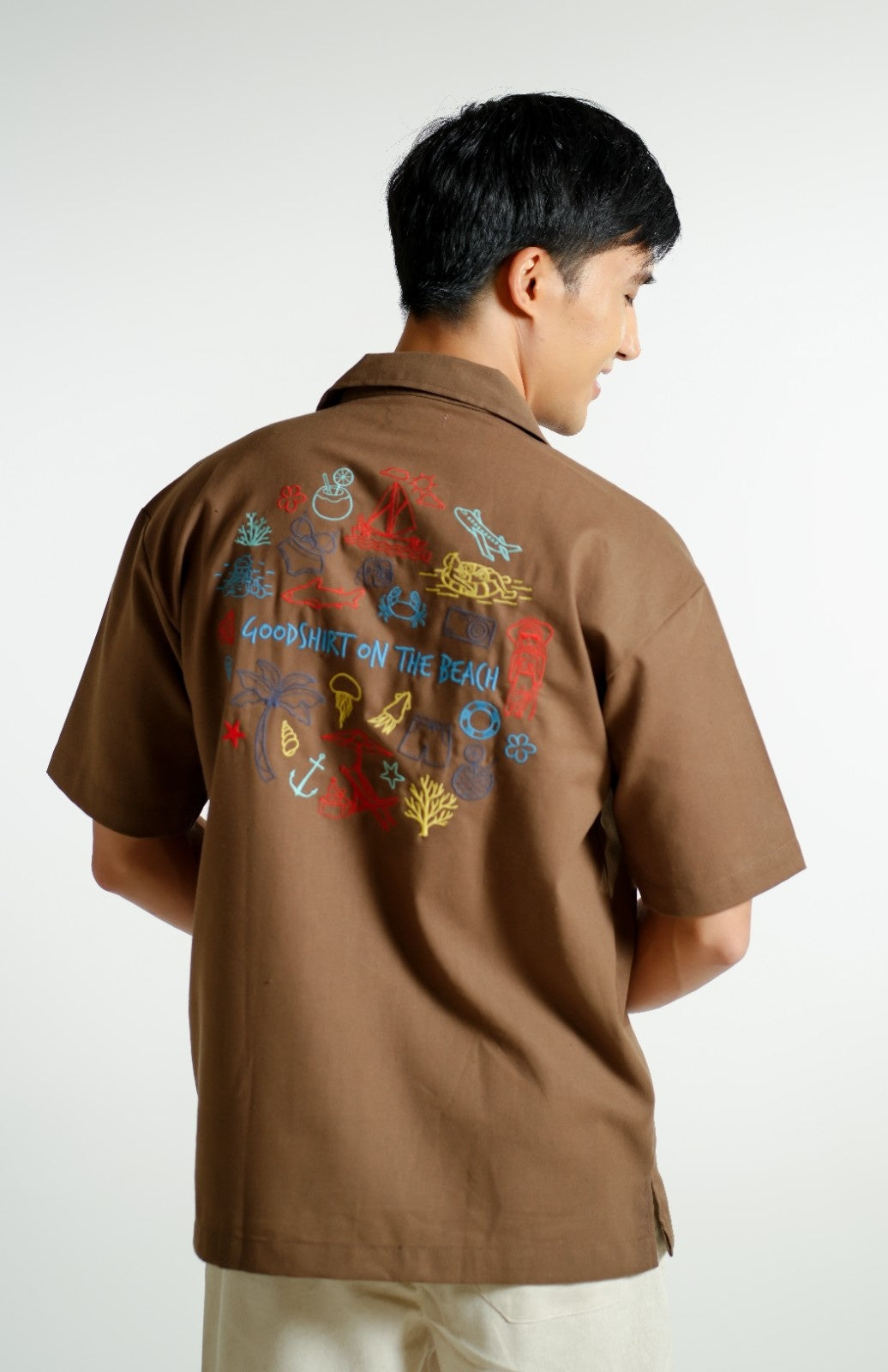 Brown On The Beach Open-Collar Polo