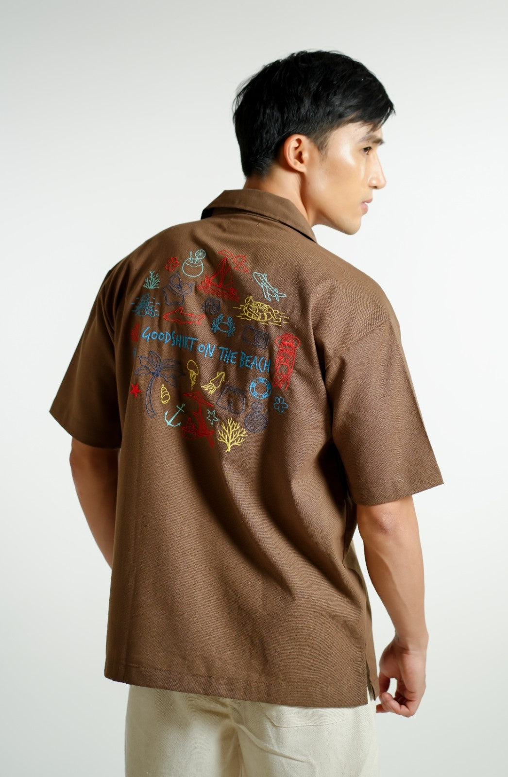 Brown On The Beach Open-Collar Polo