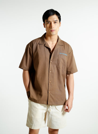 Brown On The Beach Open-Collar Polo