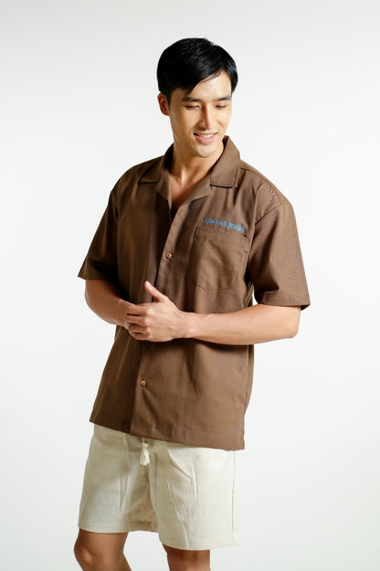 Brown On The Beach Open-Collar Polo
