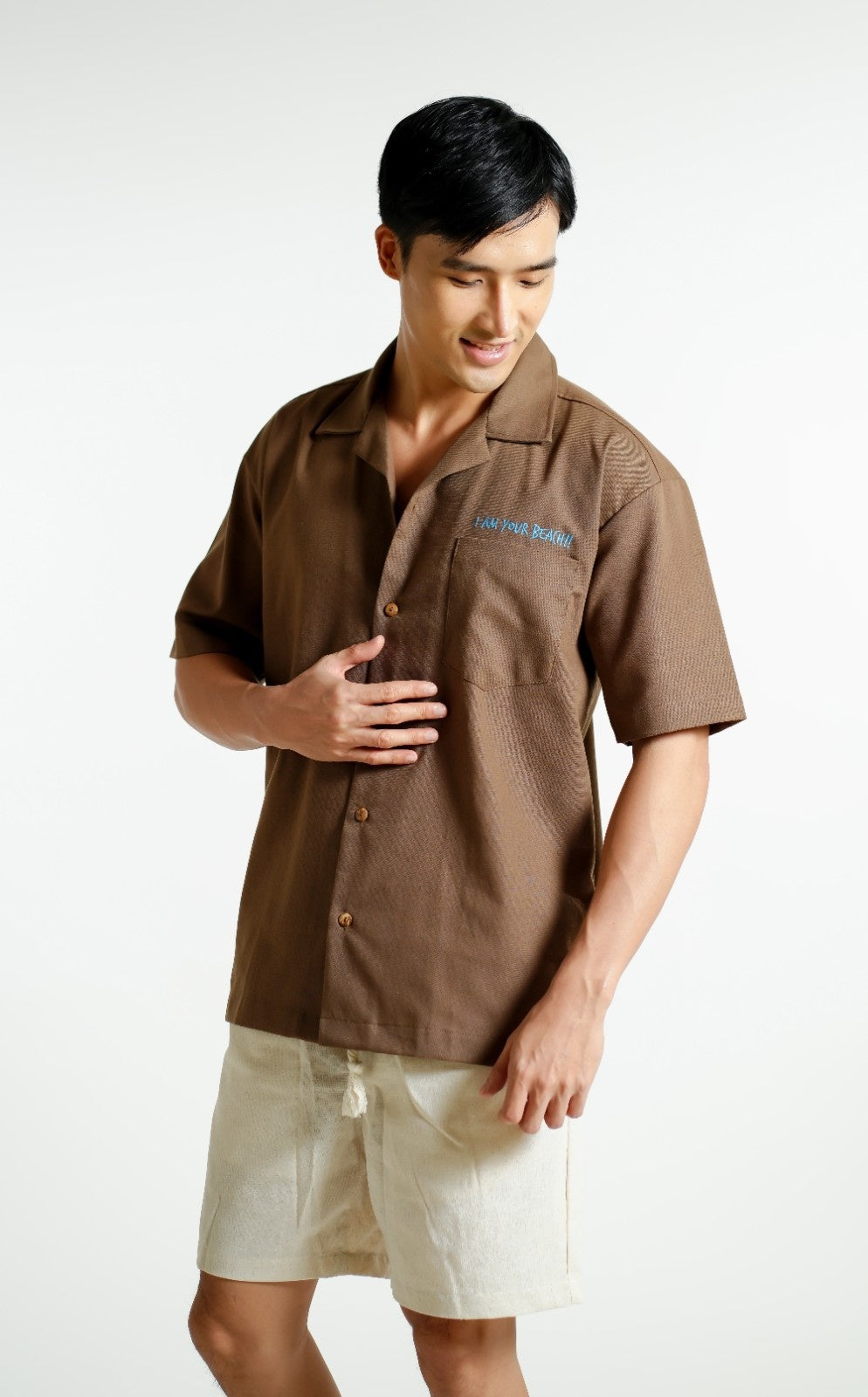 Brown On The Beach Open-Collar Polo
