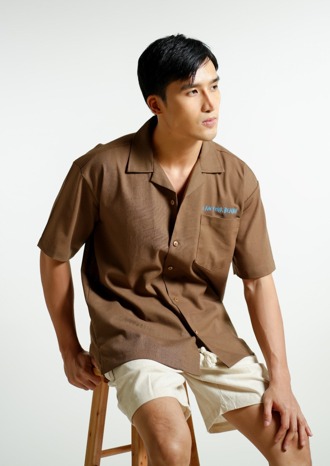 Brown On The Beach Open-Collar Polo