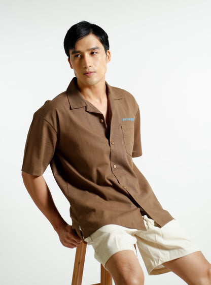 Brown On The Beach Open-Collar Polo