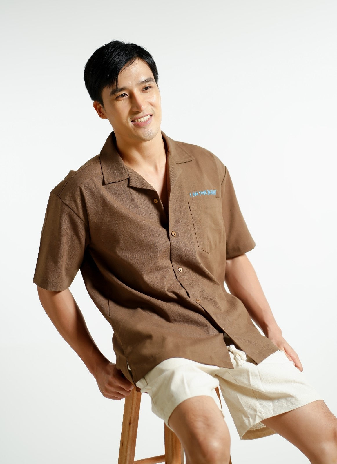 Brown On The Beach Open-Collar Polo